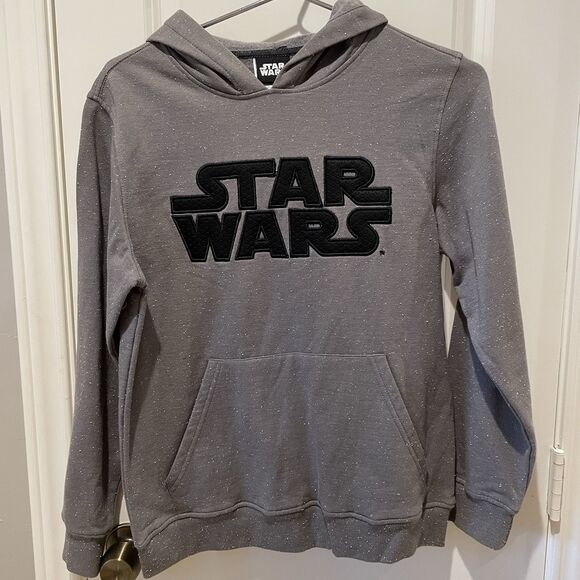 Star Wars Gray Hoodie Sweatshirt Boys Size Large Long Sleeve Pullover Logo Kids - Picture 1 of 6